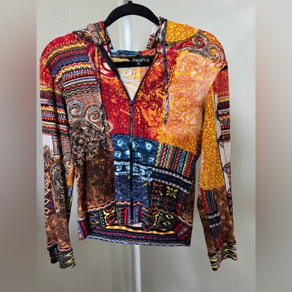 🌺RARE Chaudry Sport Sequin Patchwork Zip-Up Hoodie - Picture 2 of 5
